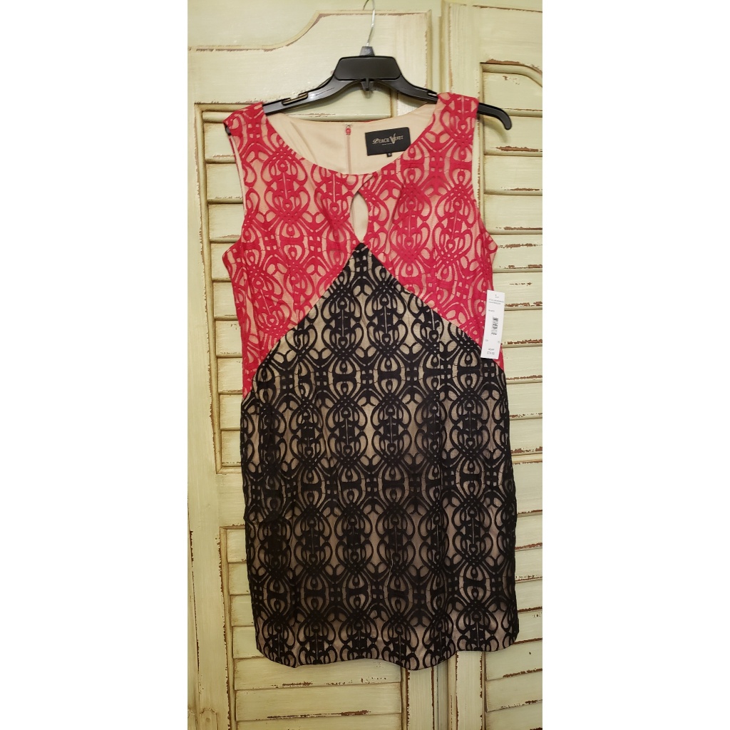 Peach Velvet Lace Dress